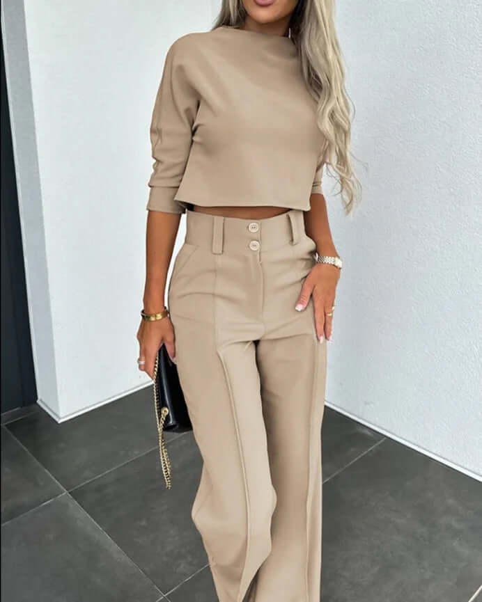 Dames Tweedelige Set – Top met Broek in Elegante Stijl