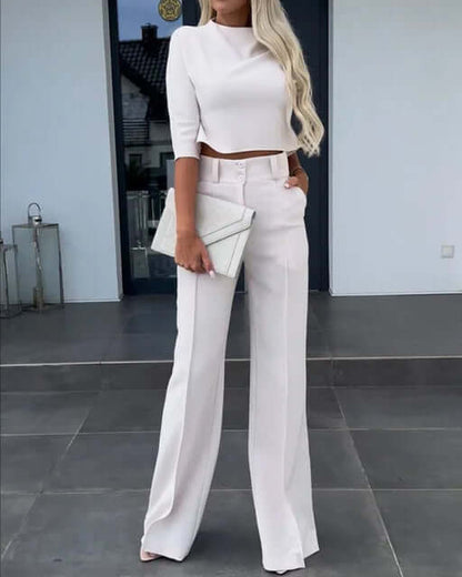 Dames Tweedelige Set – Top met Broek in Elegante Stijl