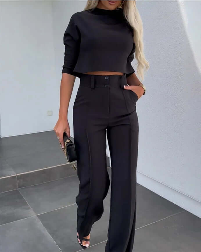 Dames Tweedelige Set – Top met Broek in Elegante Stijl