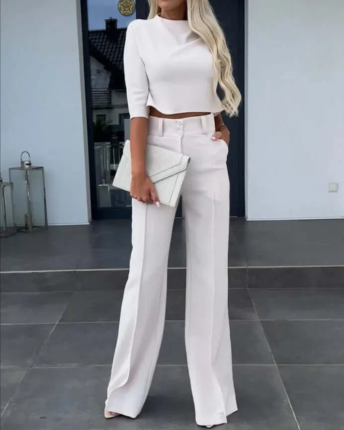 Dames Tweedelige Set – Top met Broek in Elegante Stijl