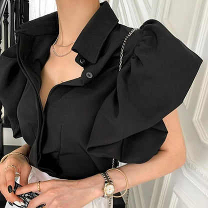 Enchantress Couture Vintage Lapel Office Shirt