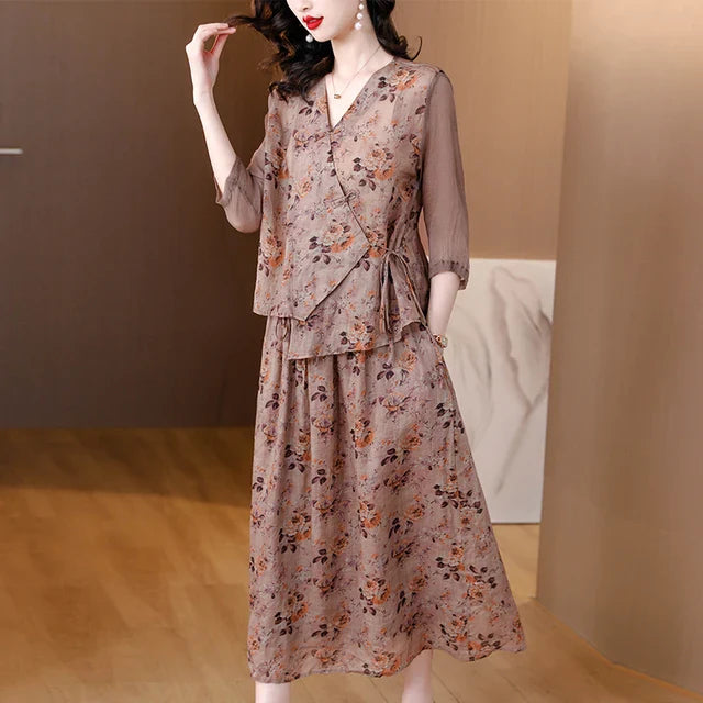 Zonnestralen Mode Vintage Lange Jurk Set voor Zomer