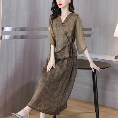 Zonnestralen Mode Vintage Lange Jurk Set voor Zomer