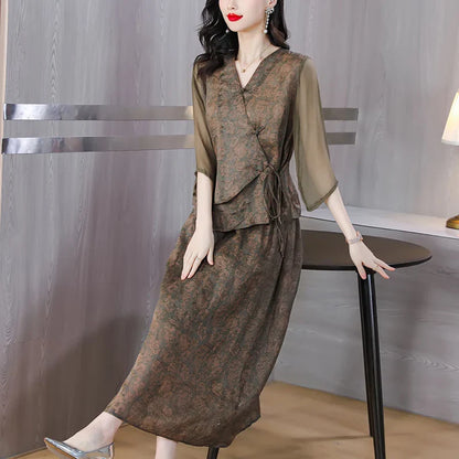 Zonnestralen Mode Vintage Lange Jurk Set voor Zomer