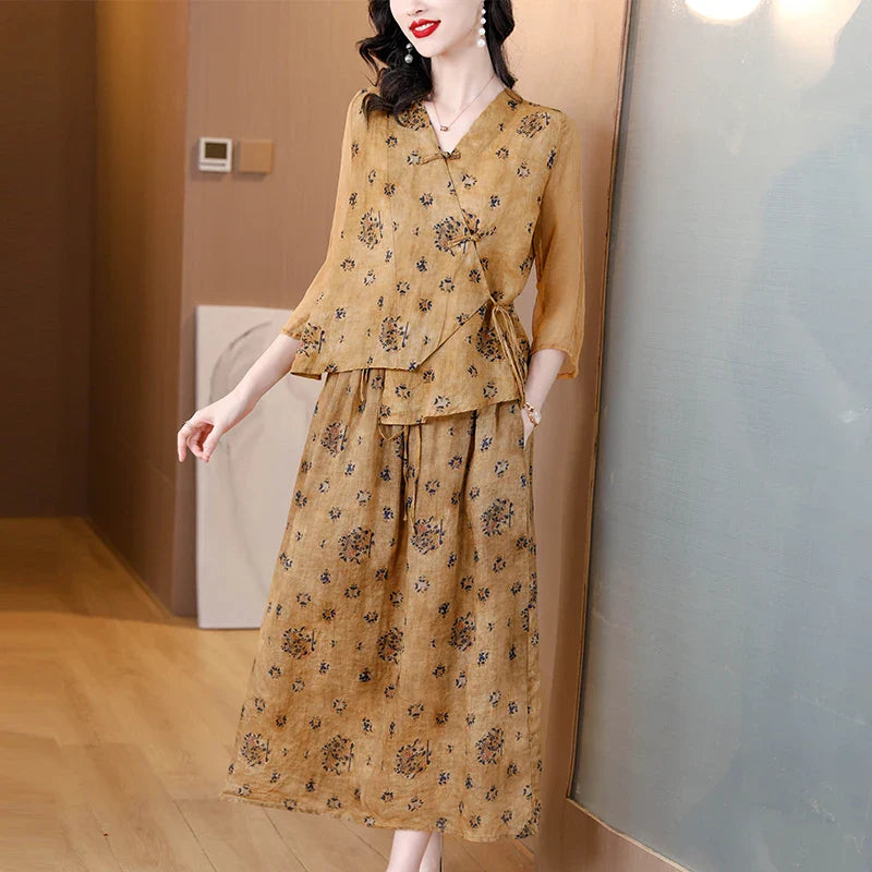 Zonnestralen Mode Vintage Lange Jurk Set voor Zomer