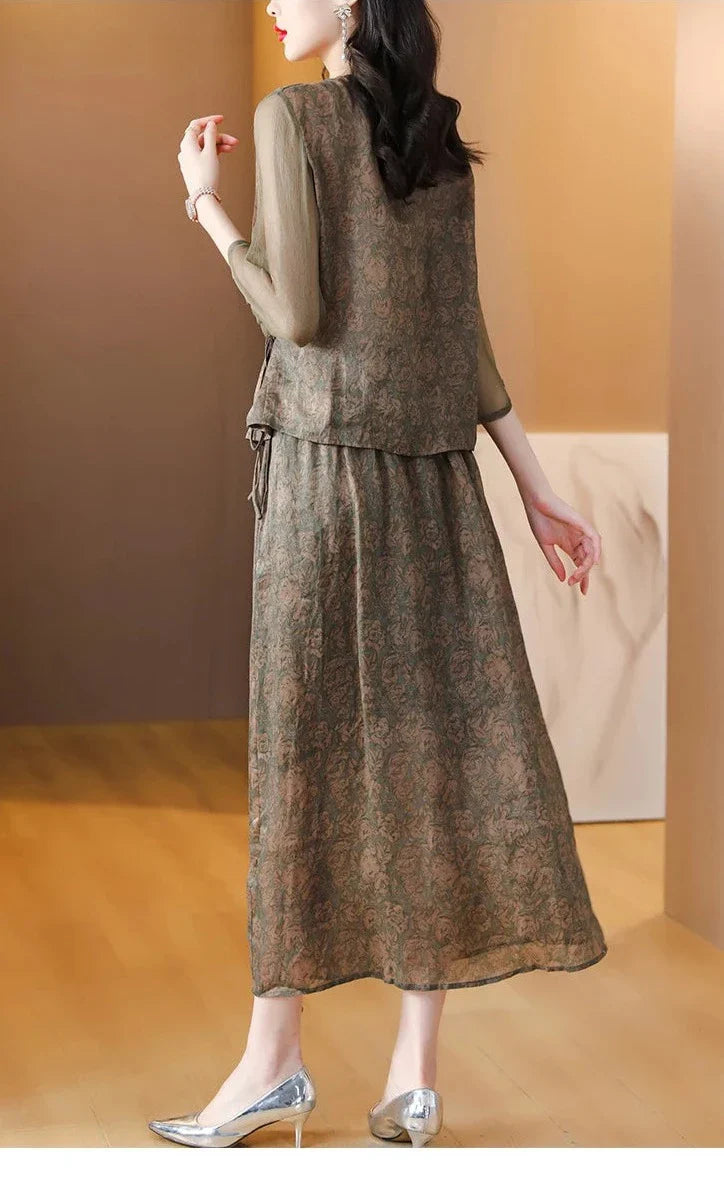 Zonnestralen Mode Vintage Lange Jurk Set voor Zomer
