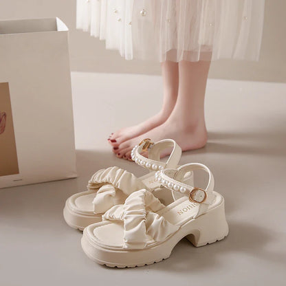 Elegante Parel Platform Sandalen voor Vrouwen
