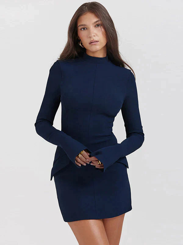 Elegante Jurk Bernice met Rok en Halsuitsnijding - Mode Vibes
