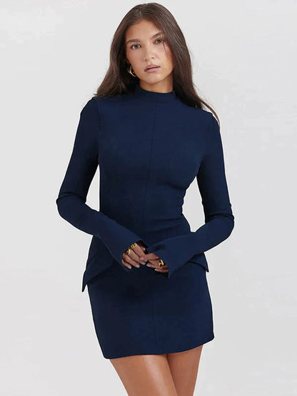 Elegante Jurk Bernice met Rok en Halsuitsnijding - Mode Vibes