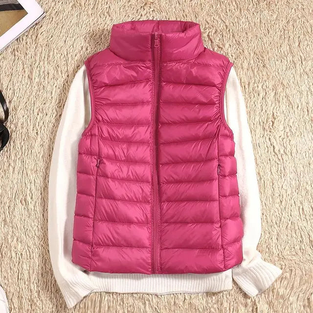 Dames Puffer Bodywarmer – Lichtgewicht Gewatteerd met Hoge Kraag, Mouwloos