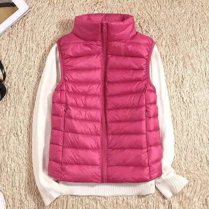 Dames Puffer Bodywarmer – Lichtgewicht Gewatteerd met Hoge Kraag, Mouwloos