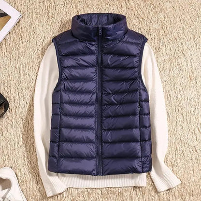 Dames Puffer Bodywarmer – Lichtgewicht Gewatteerd met Hoge Kraag, Mouwloos