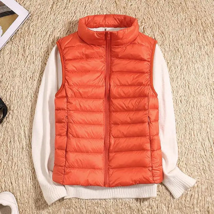 Dames Puffer Bodywarmer – Lichtgewicht Gewatteerd met Hoge Kraag, Mouwloos