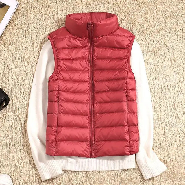 Dames Puffer Bodywarmer – Lichtgewicht Gewatteerd met Hoge Kraag, Mouwloos