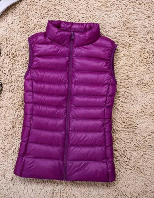Dames Puffer Bodywarmer – Lichtgewicht Gewatteerd met Hoge Kraag, Mouwloos