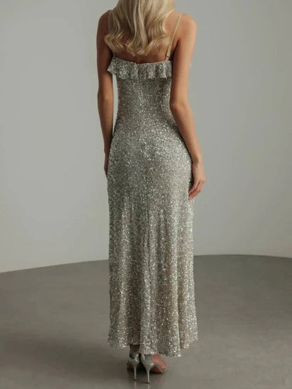 Mouwloos Jurkje met Ruches Glanzend Kort Jurk