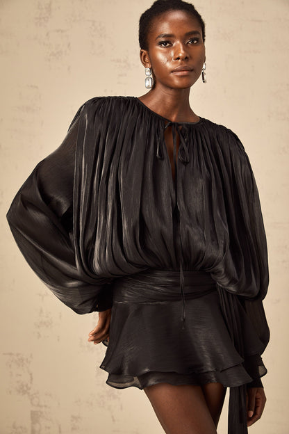 ISMARA | Vrouwelijke Jurk met Flair en Ballonmouwen - Mode Vibes