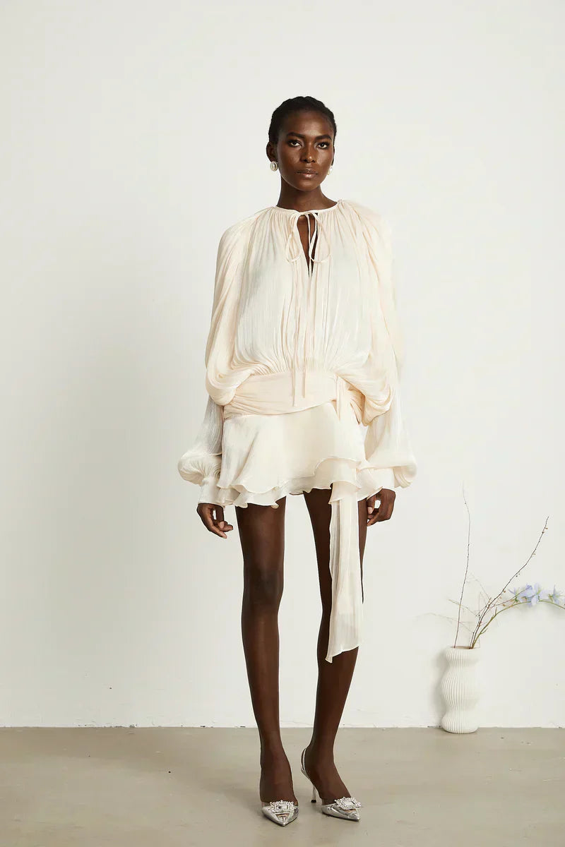 ISMARA | Vrouwelijke Jurk met Flair en Ballonmouwen