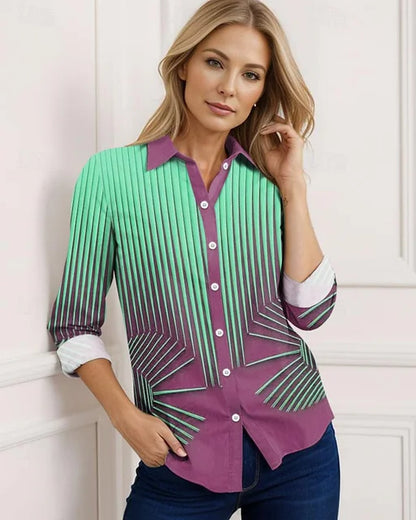 Gestreepte Blouse in Geel en Blauw