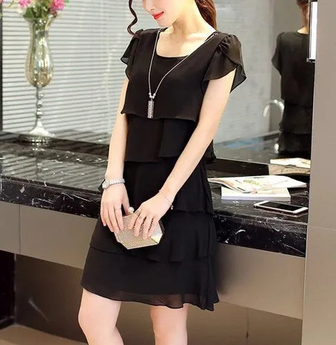 Ximena Chic Summer Wave Cut Ruffle Dress