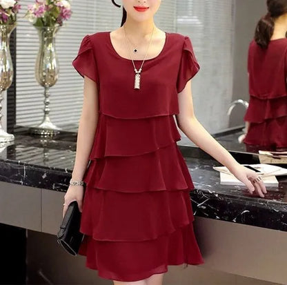 Ximena Chic Summer Wave Cut Ruffle Dress