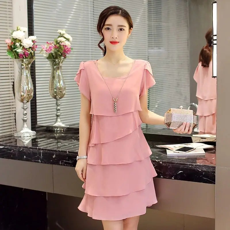 Ximena Chic Summer Wave Cut Ruffle Dress