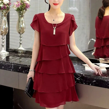 Ximena Chic Summer Wave Cut Ruffle Dress