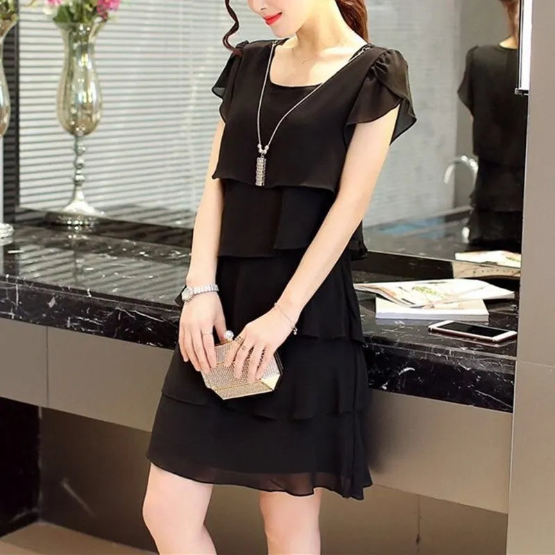 Ximena Chic Summer Wave Cut Ruffle Dress