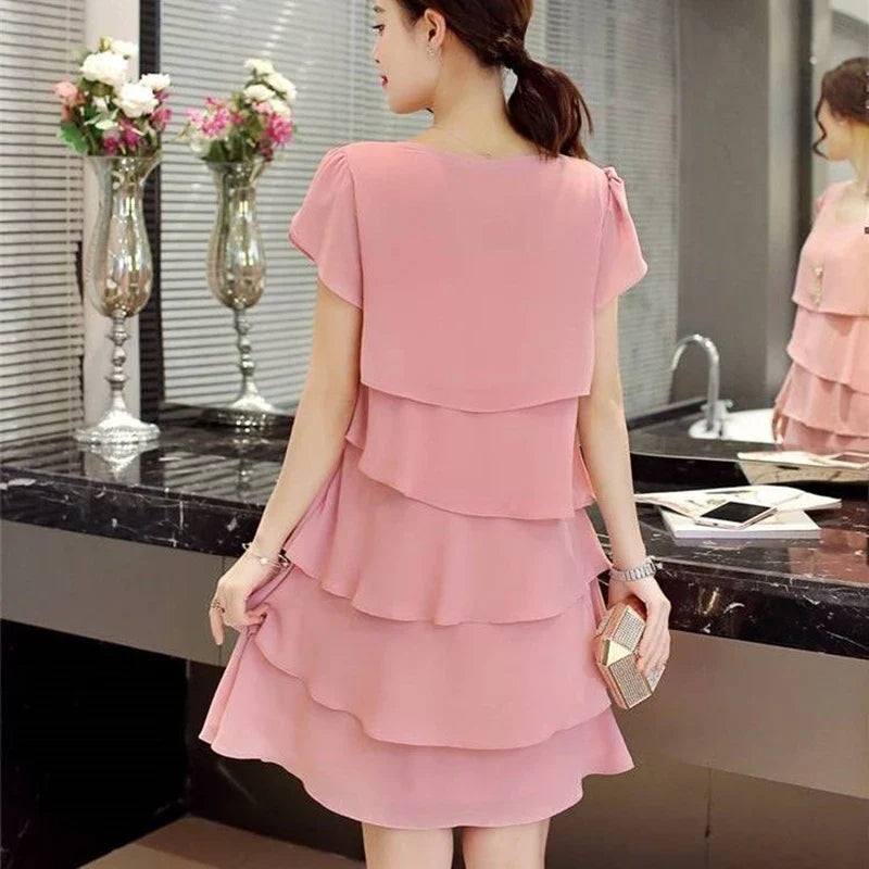 Ximena Chic Summer Wave Cut Ruffle Dress