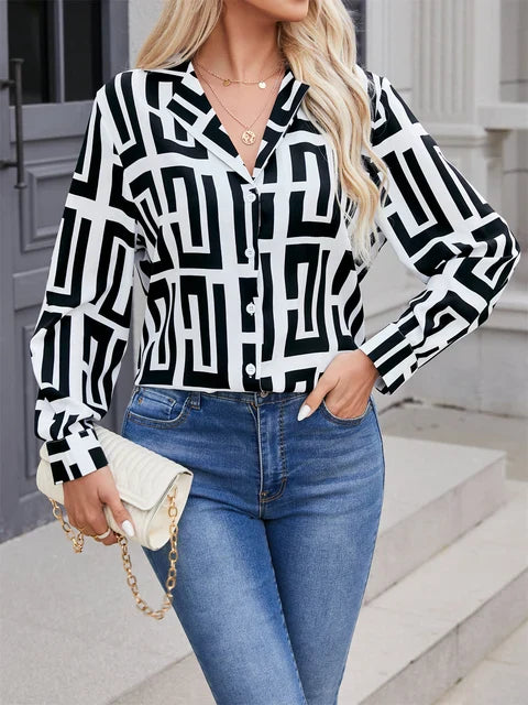 Elegante Geometrische Blouse voor Dames