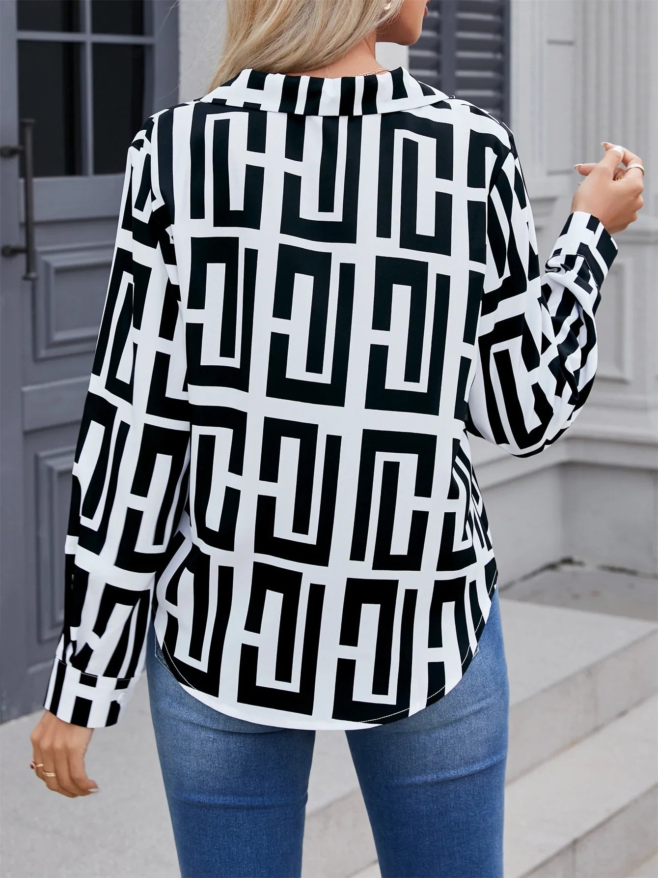 Elegante Geometrische Blouse voor Dames