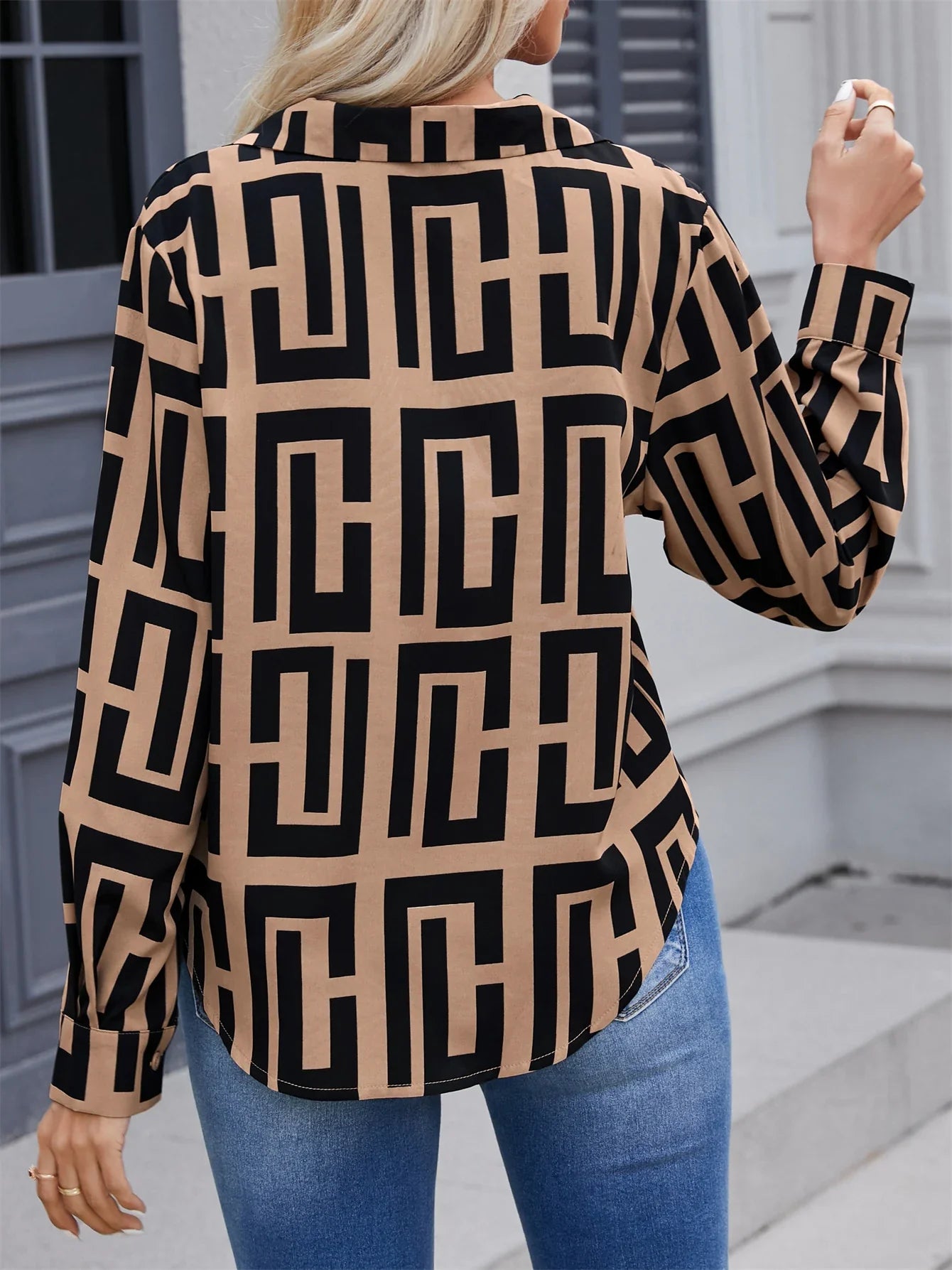 Elegante Geometrische Blouse voor Dames