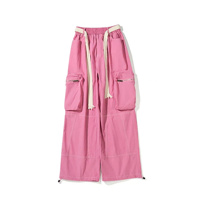 High Street Fashion Vrouwen Roze Cargo Broek Streetwear Hip Hop Broek