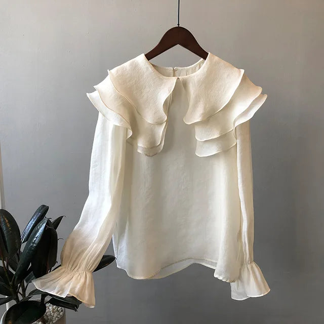 Voorjaar 2024 Nieuwe Damesblouse 'Eleganza' met Ruches