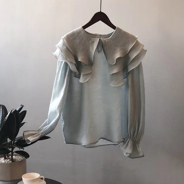 Voorjaar 2024 Nieuwe Damesblouse 'Eleganza' met Ruches