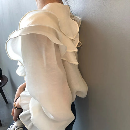 Voorjaar 2024 Nieuwe Damesblouse 'Eleganza' met Ruches