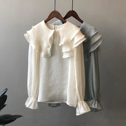 Voorjaar 2024 Nieuwe Damesblouse 'Eleganza' met Ruches