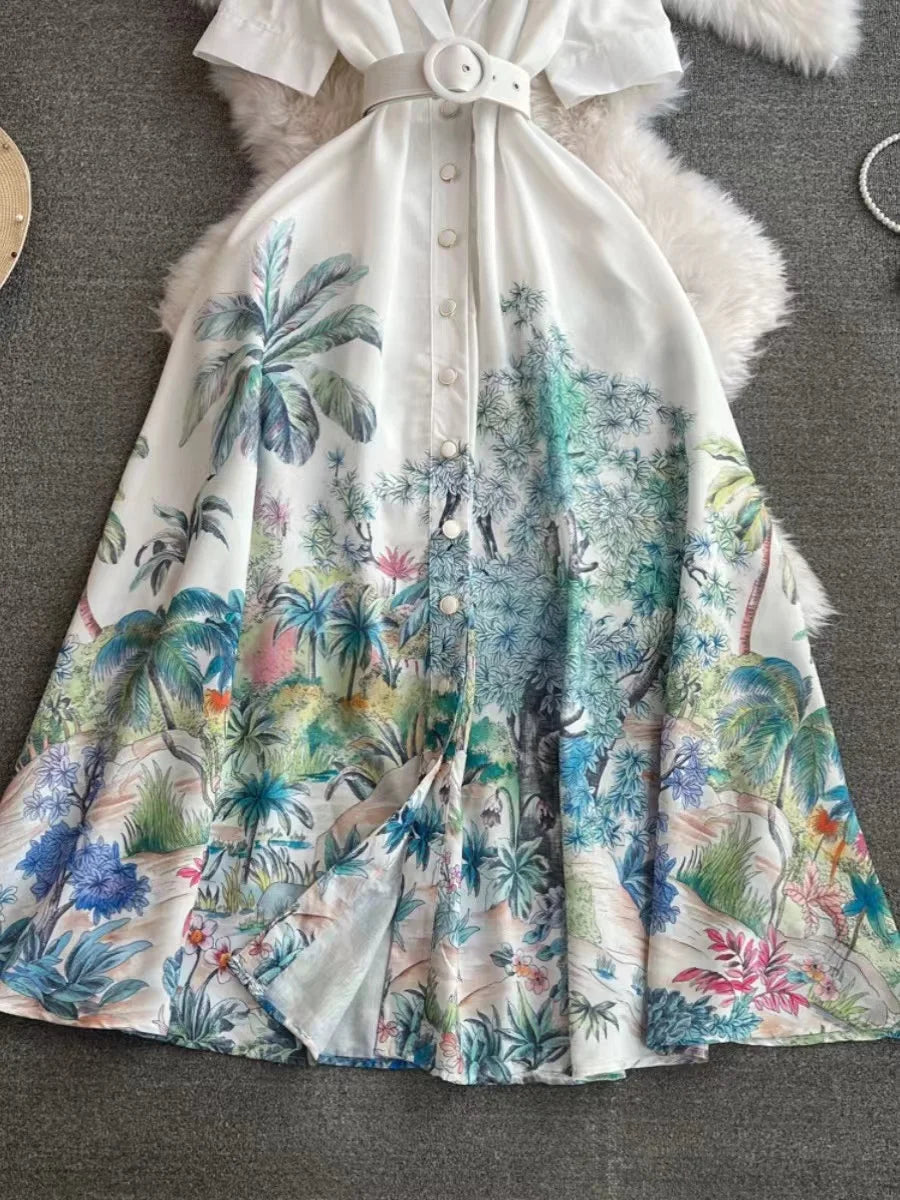 Stijlvolle Lente/Zomer Gekerfde Print A-lijn Lange Rok