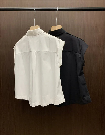 Mouwloze blouse met kralenketting Zonnegloed