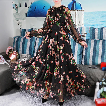 Bloemrijke Elegantie 2024 – Lange Jurk met Bloemenprint