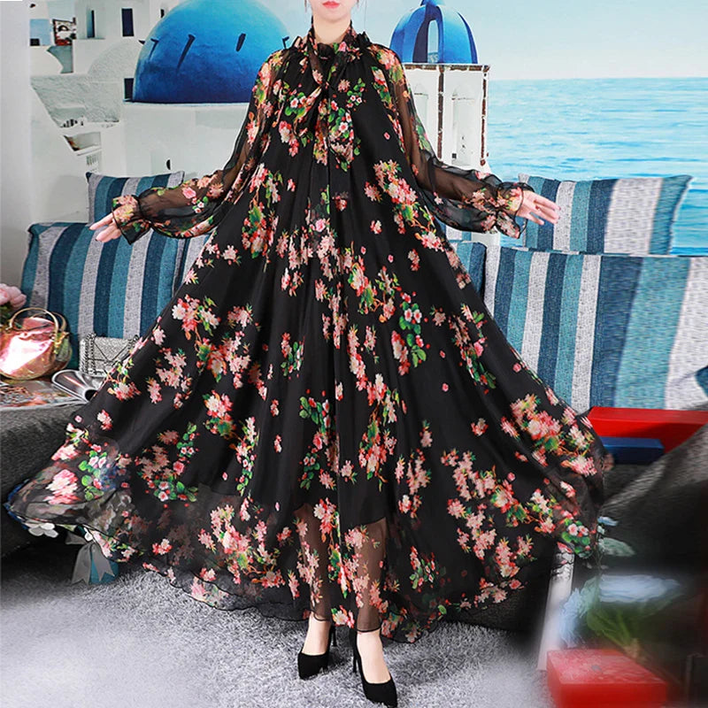 Bloemrijke Elegantie 2024 – Lange Jurk met Bloemenprint