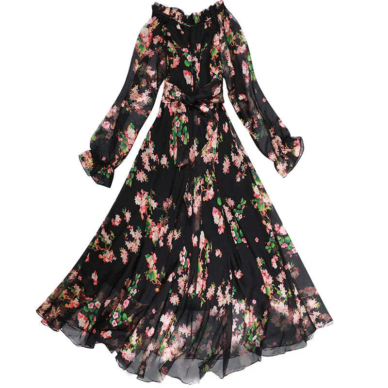 Bloemrijke Elegantie 2024 – Lange Jurk met Bloemenprint