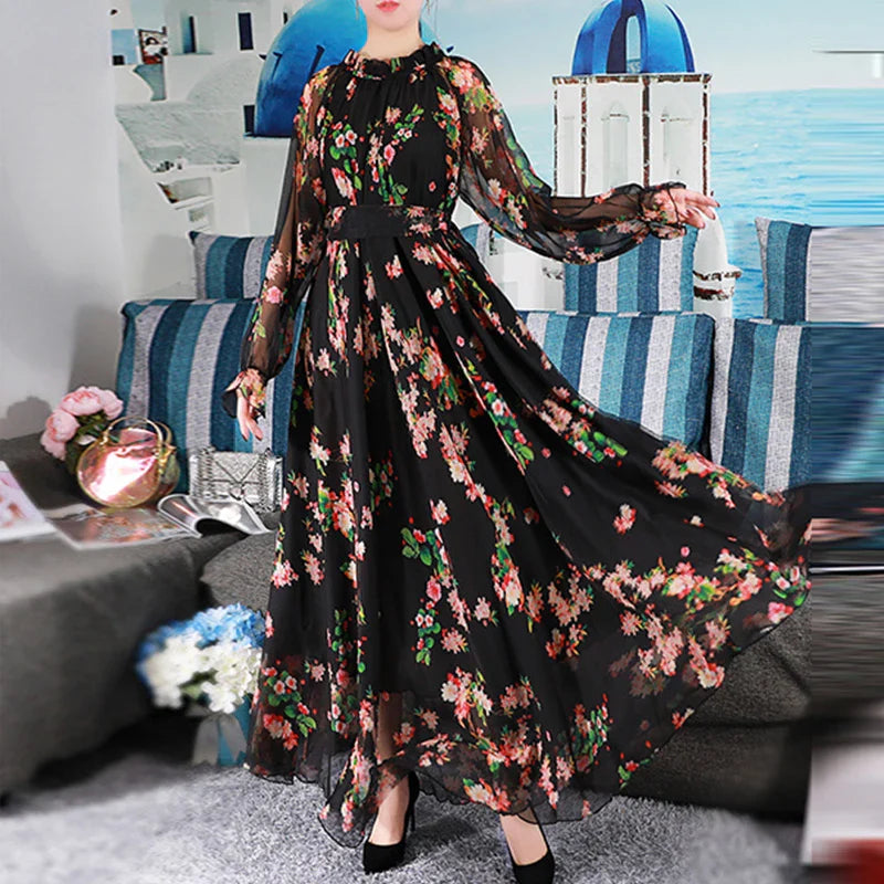 Bloemrijke Elegantie 2024 – Lange Jurk met Bloemenprint