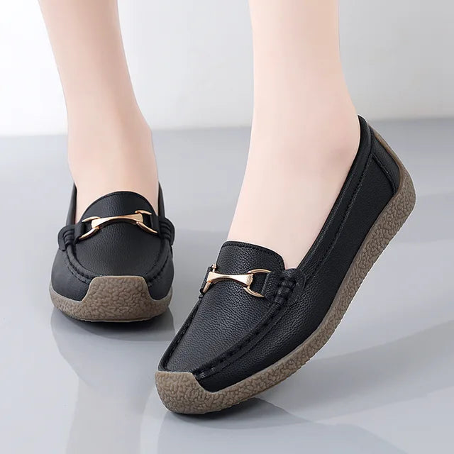 Lente/Herfst Dames Flats in Echt Leer