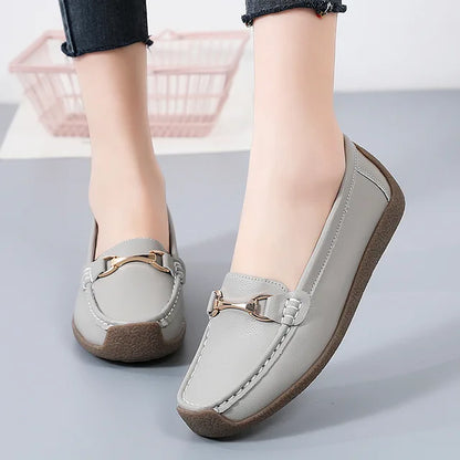 Lente/Herfst Dames Flats in Echt Leer