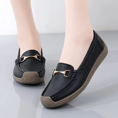 Lente/Herfst Dames Flats in Echt Leer