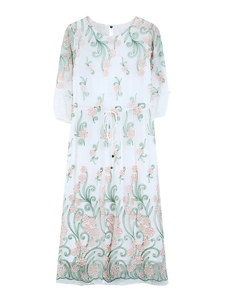 Glamoureuze Stijl Luxe Zijde Bloemen Lange Avondjurk