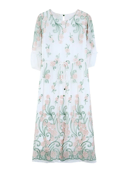 Glamoureuze Stijl Luxe Zijde Bloemen Lange Avondjurk