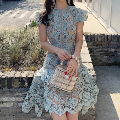 Glamoureuze Stijl Groene Kant Bodycon Mini Jurk