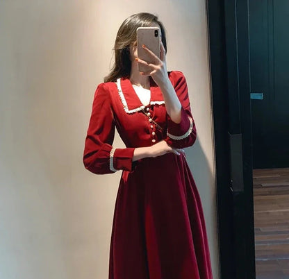 GlamourGloed Feestelijke Damesmode Lange Rode Overhemdjurk